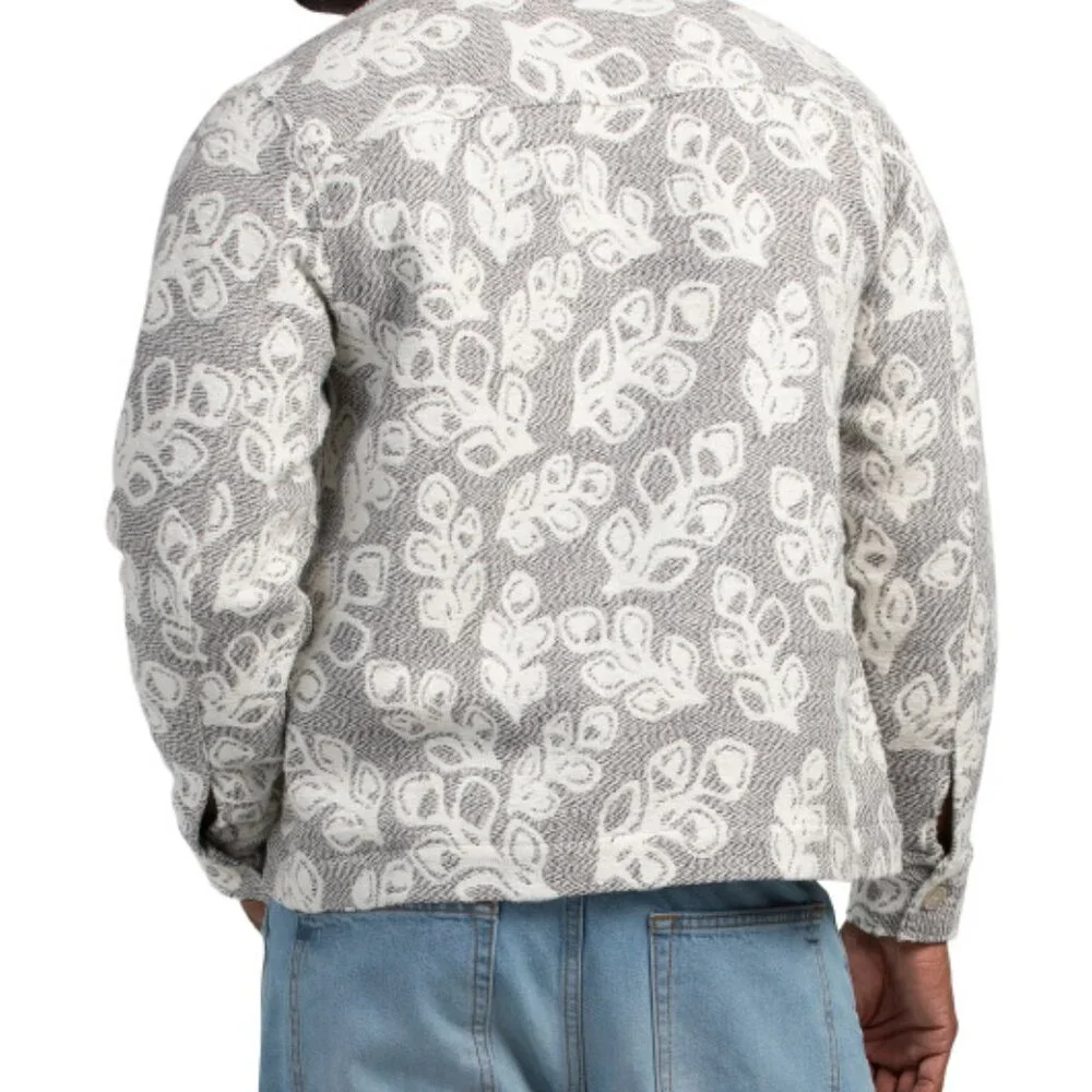 NN07 No Nationality MEN'S Rahim Floral Jacquard Front Jacket Black Melange SMALL - Picture 3 of 5